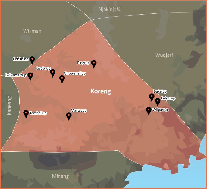 Tindale Language Map - Koreng